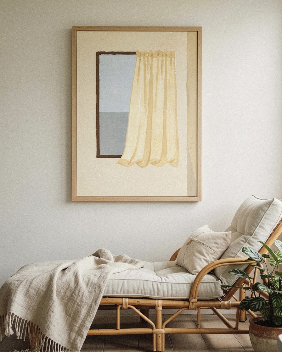 Window with Curtain — Lounge — Digital Gouache Illustration