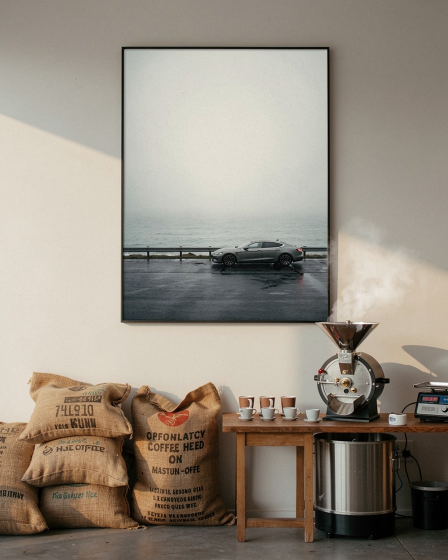 Foggy Pull-Off — Cafe — Automotive Art