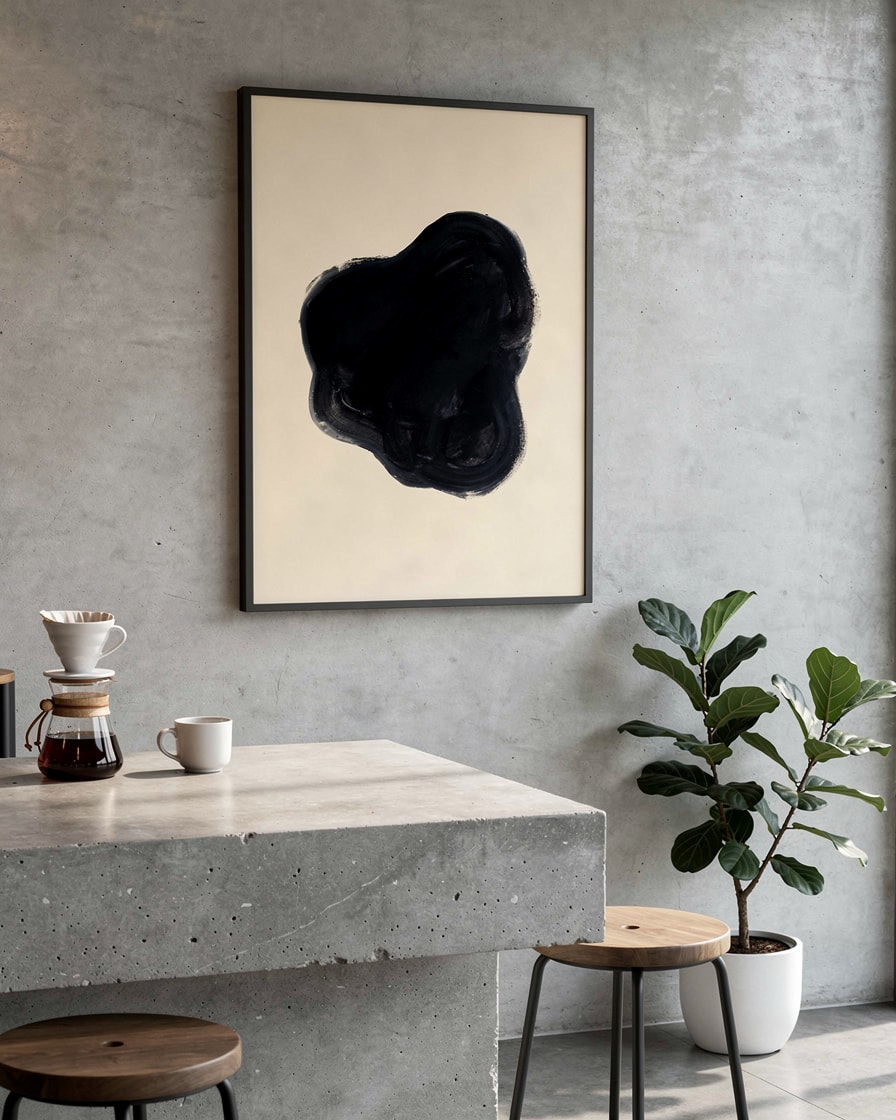 Single Dark Form — Cafe — Contemporary Abstract Painting