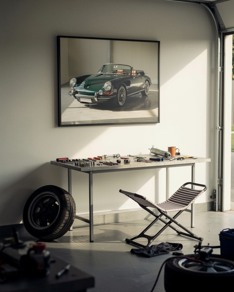 Garage Morning — Workshop — Automotive Art