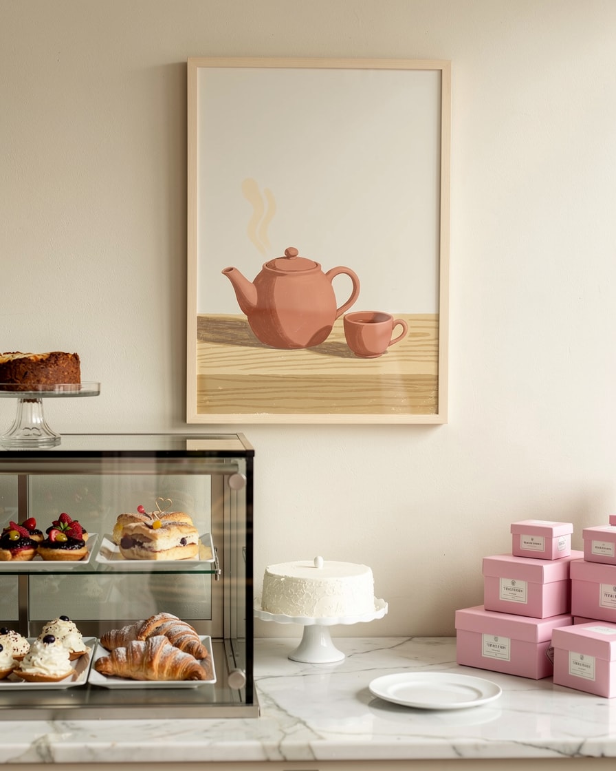 Teapot and Cup — Cafe — Digital Gouache Illustration