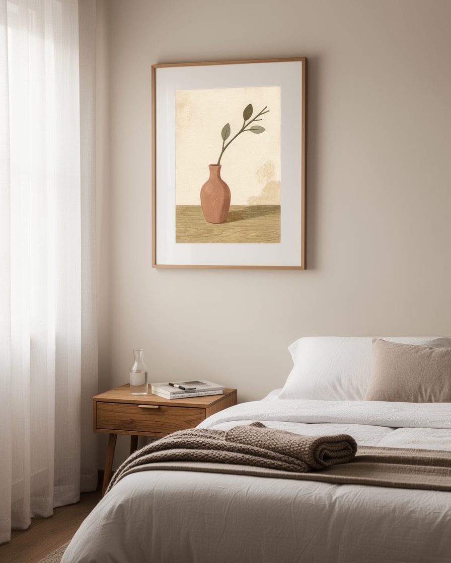 Vase with Branch — Bedroom — Digital Gouache Illustration