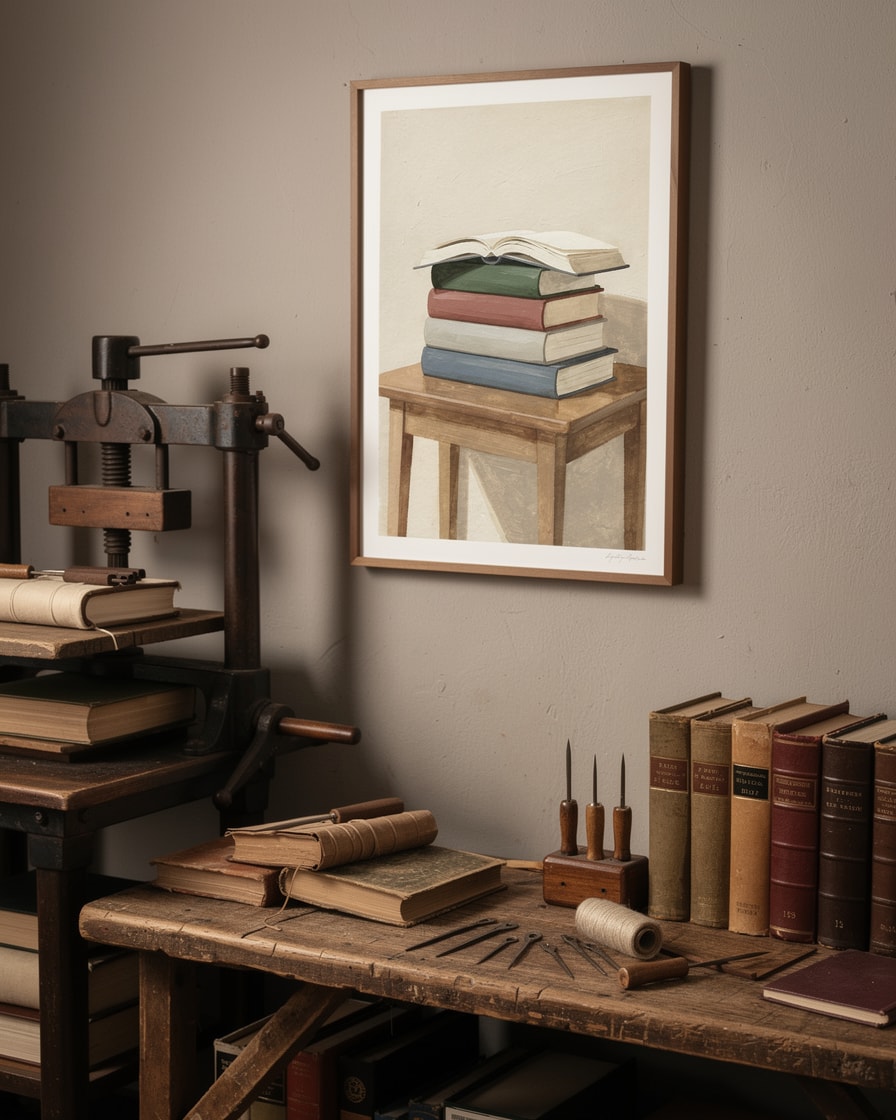 Stack of Books — Studio — Digital Gouache Illustration
