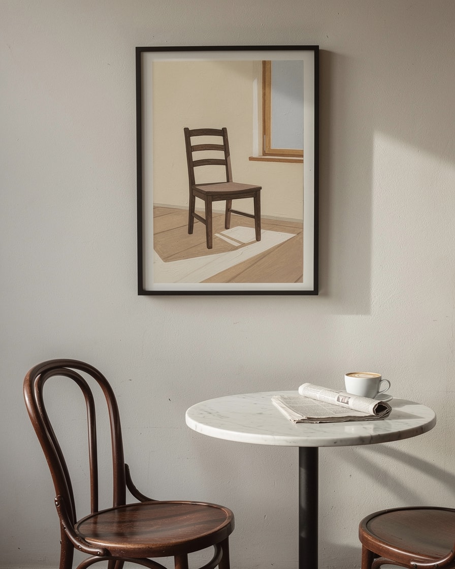 Empty Chair by Window — Cafe — Digital Gouache Illustration