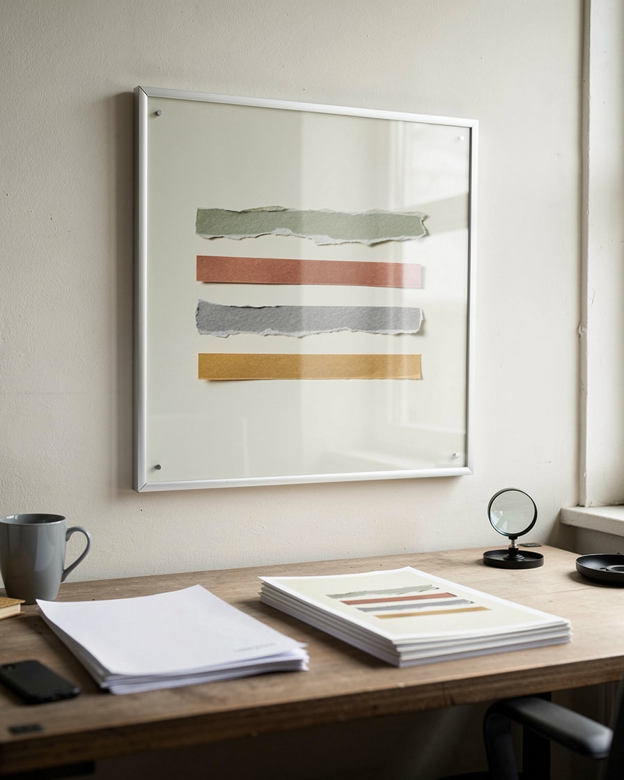 Stacked Paper Strips — Office — Modern Collage Art