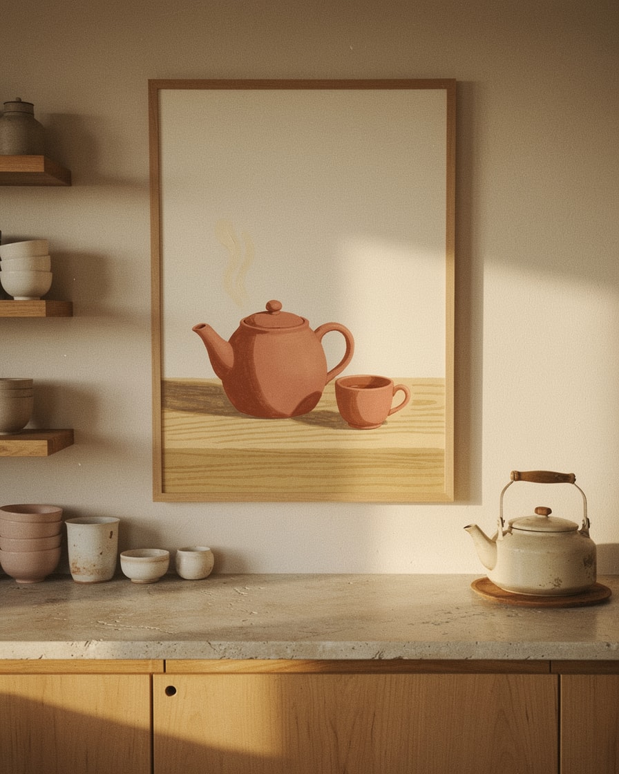 The Teapot and Cup — Digital Gouache Illustration