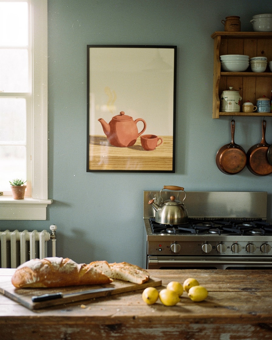 The Teapot and Cup — Kitchen — Digital Gouache Illustration
